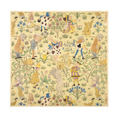 Alice in Wonderland fabric design by C.F.A. Voysey - 8 x 8" mounted print